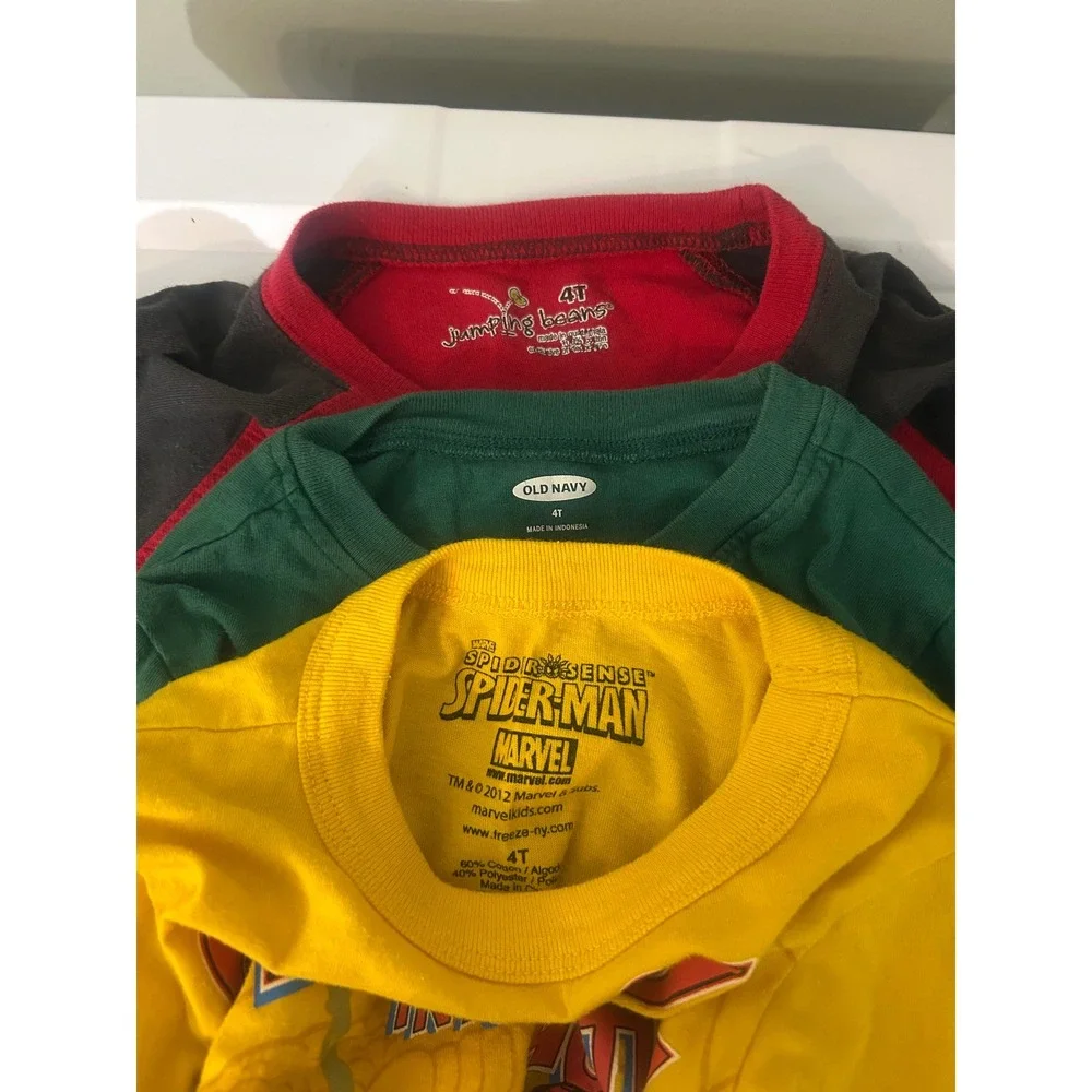 Boys Bundle of 3 Graphic Long Sleeve T-Shirts Size 4T Dinosaur Spider-Man Truck